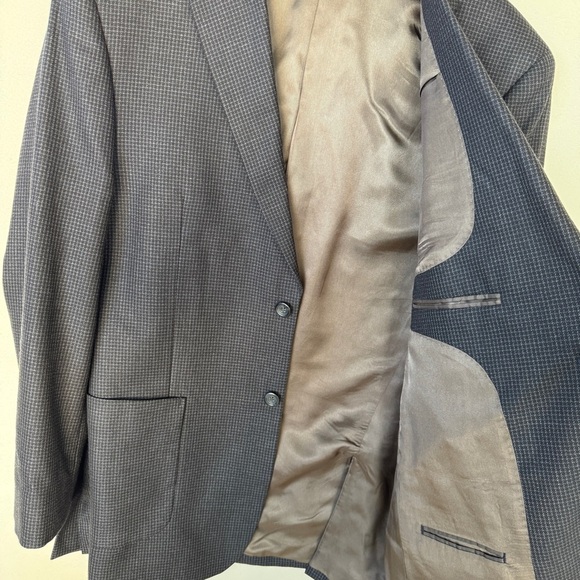 Pronto Uomo Couture Mens Wool Plaid Blazer Jacket Black 42R Business Formal Vent - Picture 7 of 11